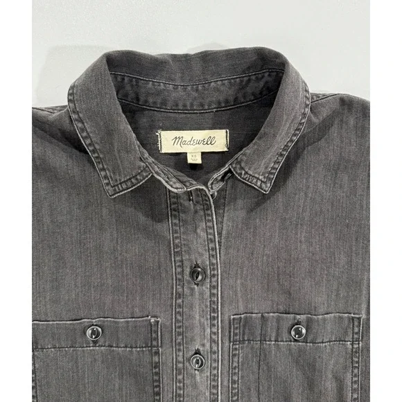 Madewell Womens Black Denim Button Front Mini Shirt Dress H2278 Size XS W474 - Picture 2 of 10